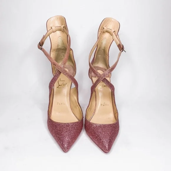 Christian Louboutin Marlenarock Size 36.5 100mm Heels in Glitter Pink. - Picture 3 of 12